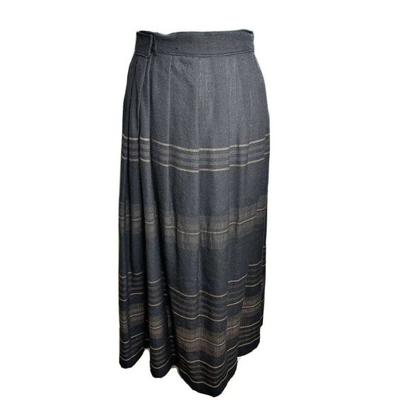 Lucienne Hébert Dresses & Skirts - 1980s Lucienne Hébert Pleated Wool Maxi Skirt